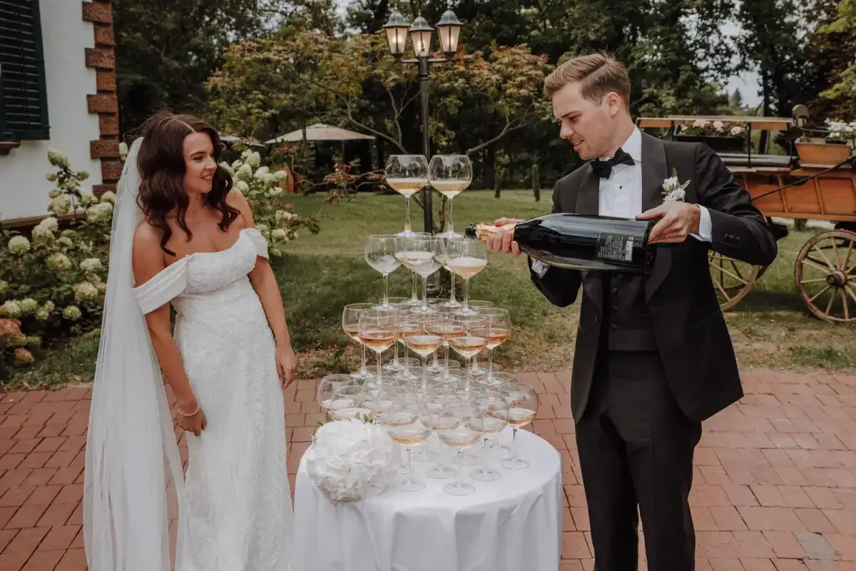 Sektturm Hochzeitsempfang Villa Renting Pfalz