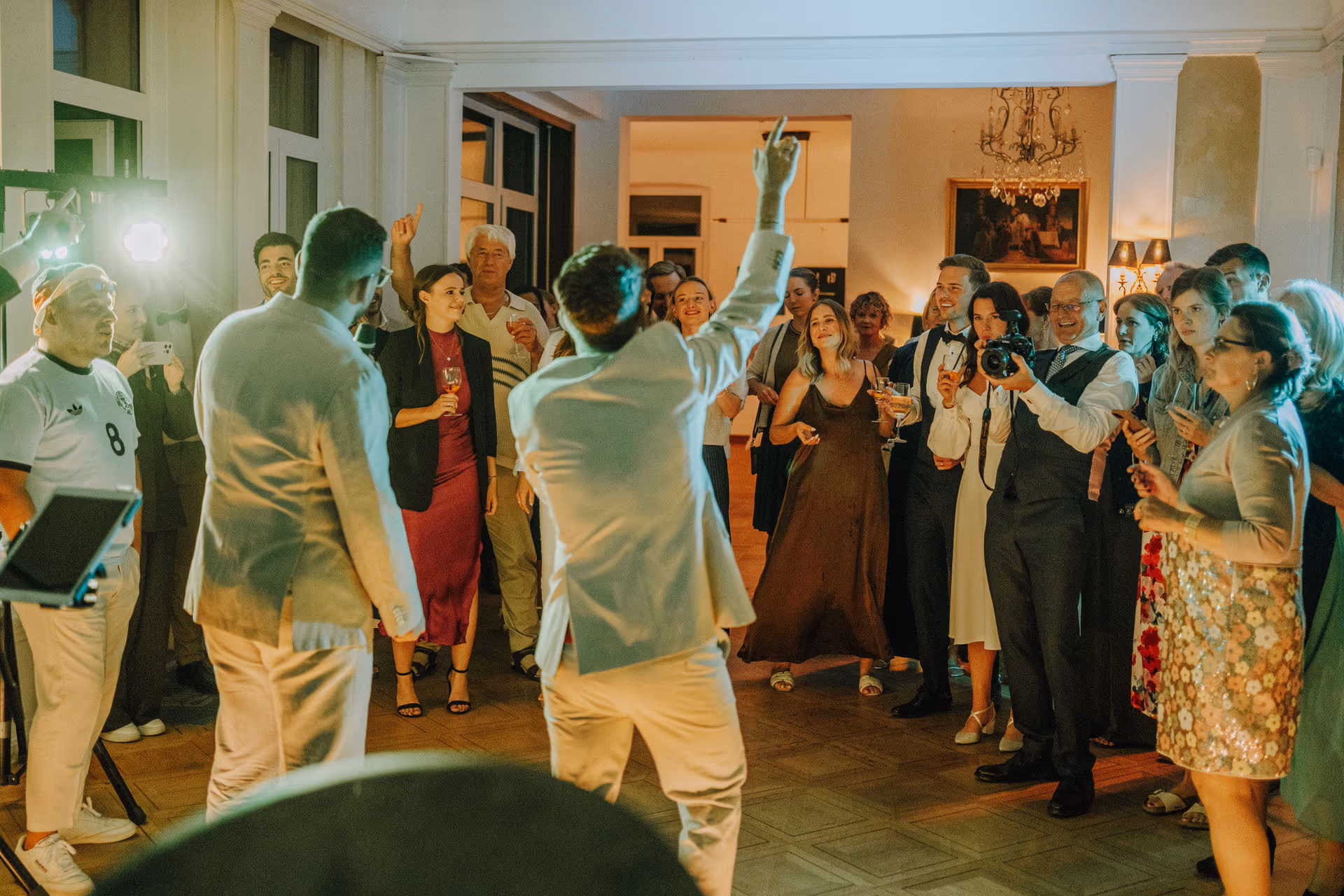 Guests dancing in the evening at Villa Renting, Eisenberg, Palatinate